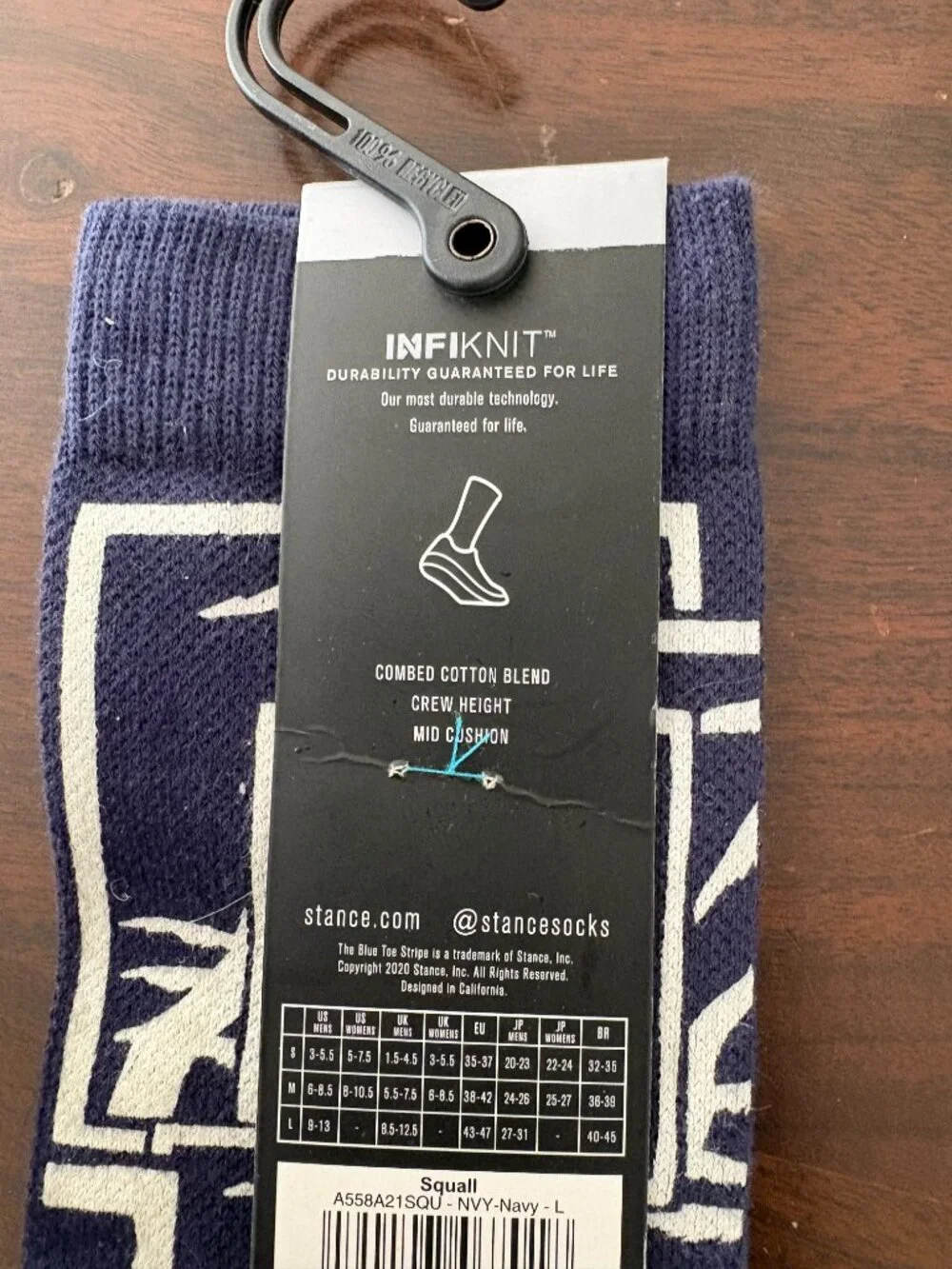 NWT Stance socks Men's L shoe size 9-13 Navy blue with tropical print.